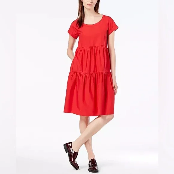 Weekend Max Mara | Dresses | Fuschia Pink Weekend Max Mara Cotton Tiered  Pullover Summer Dress | Poshmark